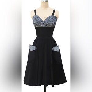 Trashy Diva Black White Gingham Apple Pie Dress 1950s Retro Pockets 6
